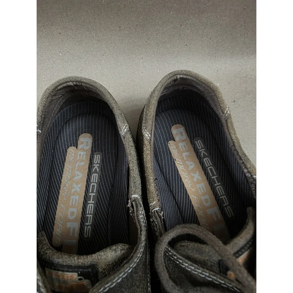 Skechers (Sz 13) Men's Tevin Leather Boat Shoes Relaxed Fit Foam 63822
